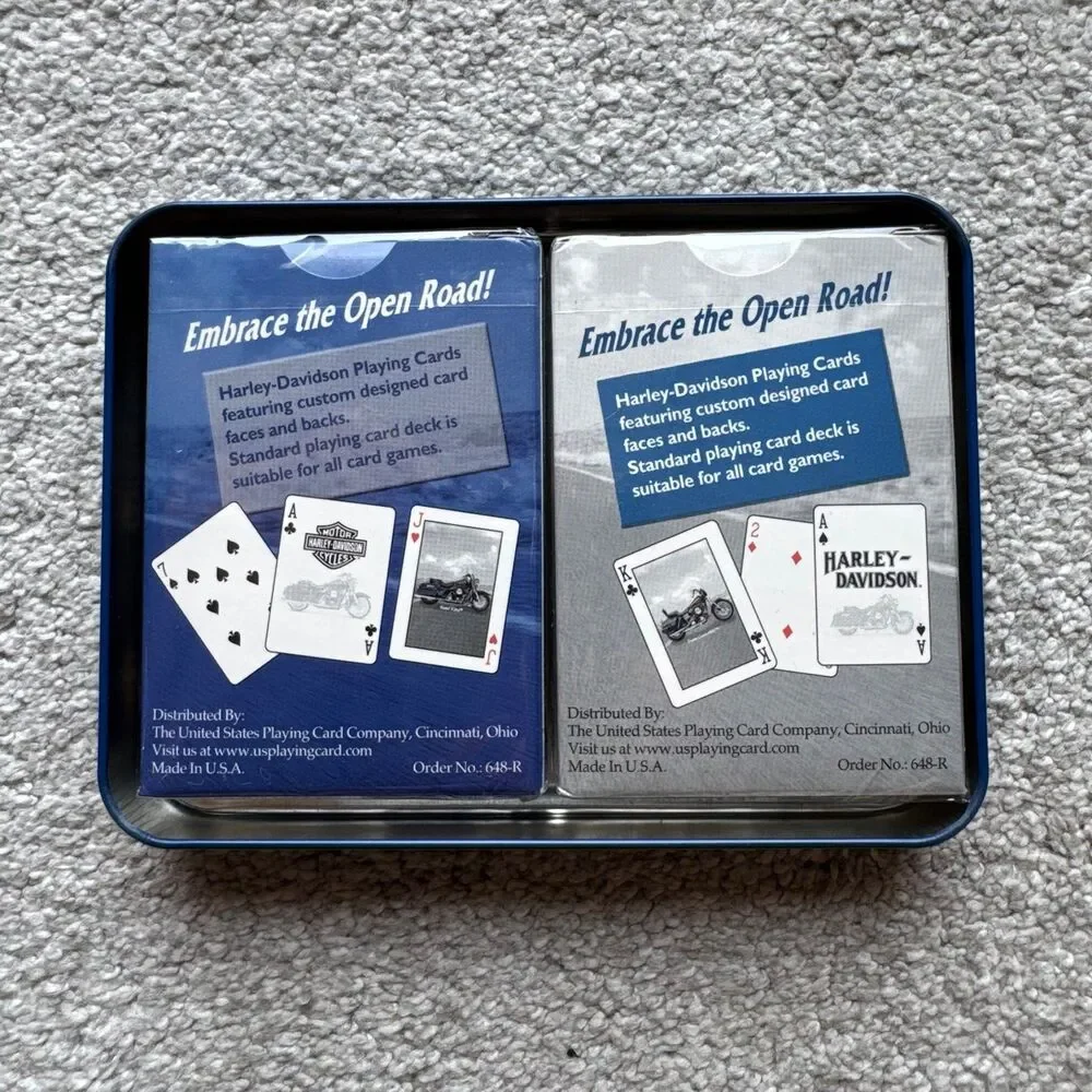 Vintage 2001 Harley Davidson Softail 2 Pack Playing Cards Collectable Tin